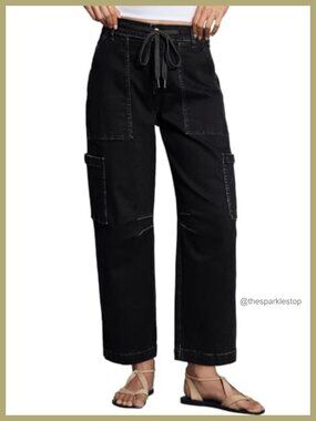 High Waisted Wide Leg Cargo Jeans Loose Baggy Denim Pants